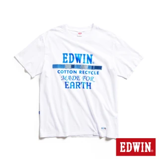 【EDWIN】男裝 再生系列 CORE標語短袖T恤(白色)
