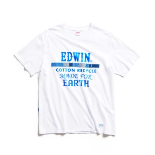 【EDWIN】男裝 再生系列 CORE標語短袖T恤(白色)