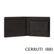 【Cerruti 1881】義大利頂級小牛皮4卡零錢袋短夾皮夾 5707M(黑色 贈原廠送禮提袋)