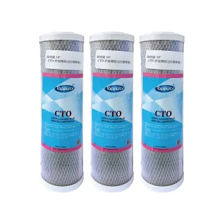 【Toppuror 泰浦樂】高效能10吋CTO常規椰殼活性碳棒濾心3入裝_JE49745