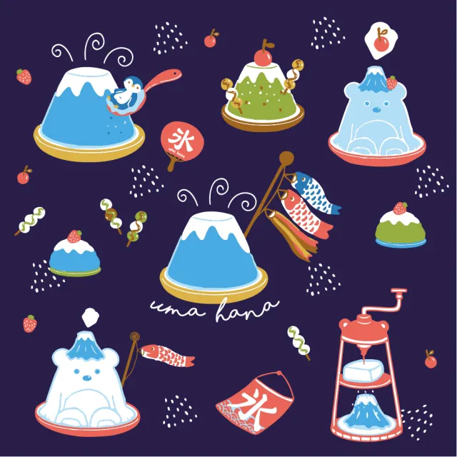 【uma hana】雙11 富士山冰多用途旅行外出可橫放A4的防水包 中拉包(公事袋/文件袋/補習袋/萬用 