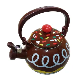 彩繪琺瑯壺 巧克力蛋糕笛音壺 1.6L(台灣製造 304不鏽鋼 茶壺 熱水壺)