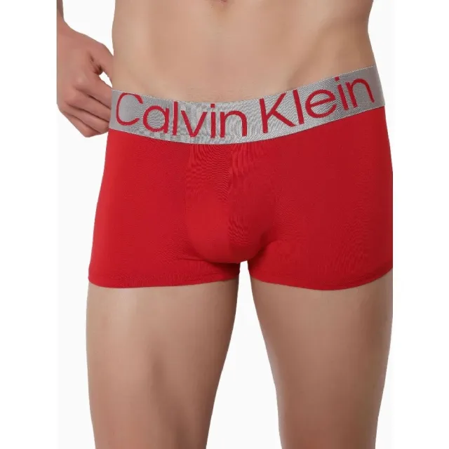 【Calvin Klein 凱文克萊】CK 男士內褲 低腰短版 彈性平口四角內褲 3色組盒裝(寬腰帶 舒適 透氣)