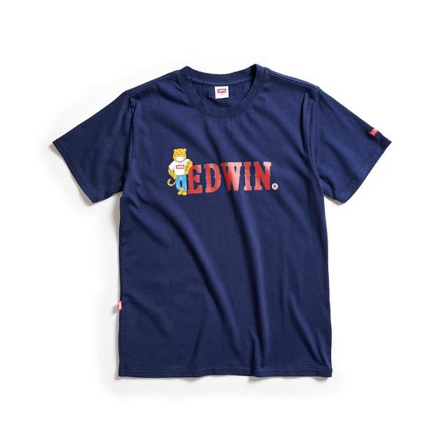 【EDWIN】男裝 復古福虎插畫印花短袖T恤(丈青色)