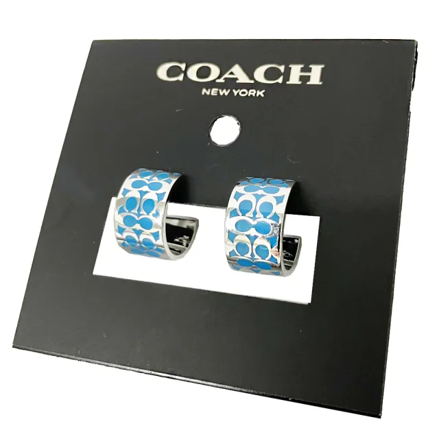【COACH】C LOGO 穿針式琺瑯耳環(多色選一)