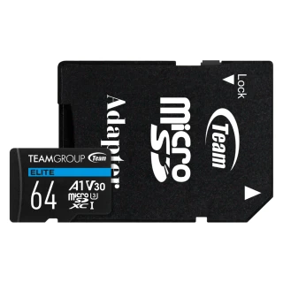 【TEAM 十銓】ELITE  MicroSDXC 64G UHS-I U3 ELITE A1 4K專用高速記憶卡(含轉卡+終身保固)