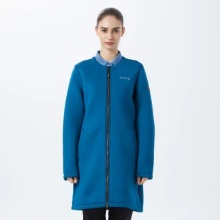 【Hilltop 山頂鳥】Breeze Pro Fleece 女款圓領長版保暖刷毛外套 PH21XF20 藍綠
