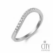 【City Diamond 引雅】『圓弧曲線』14K天然鑽石排鑽流線造型線戒/戒指(雙色任選)
