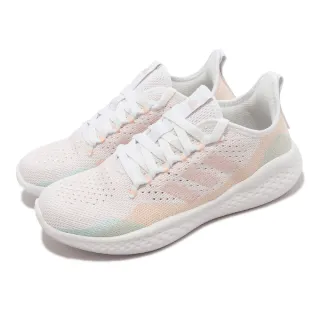 【adidas 愛迪達】慢跑鞋 Fluidflow 2.0 女鞋 白 粉橘 粉紅 緩震 針織鞋面 運動鞋 愛迪達(GW4015)