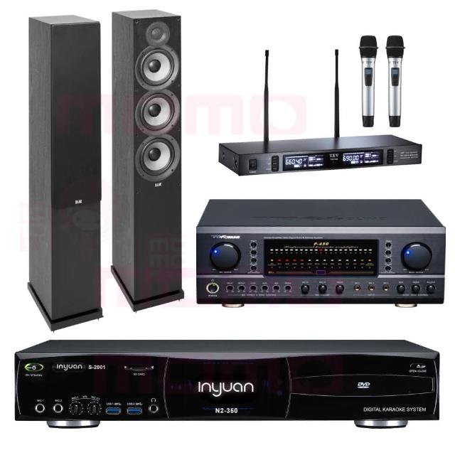 【音圓】N2-350+P-650+TR-9100+Elac Debut 2.0 DF62(4TB點歌機+擴大機+無線麥克風+落地型喇叭)