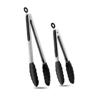 【AHOYE】9寸+12寸耐熱矽膠食物夾(牛排夾 料理夾 烤肉夾 麵夾 餐夾)