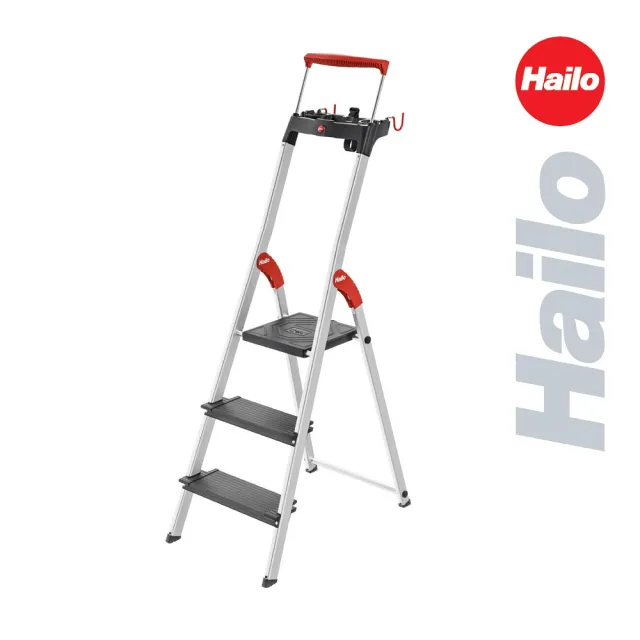 【德國HAILO】L100豪華家用摺疊鋁梯(三階)