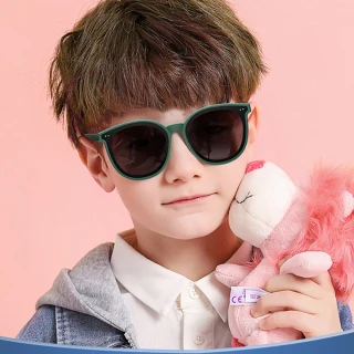 【ALEGANT】輕旅童遊兒童專用輕量矽膠彈性太陽眼鏡3-10歲 5色可選(UV400圓框偏光墨鏡)