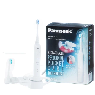 【Panasonic 國際牌】日本製W音波電動牙刷 EW-DL34(全機防水/全球電壓/兩種不同功能刷頭)