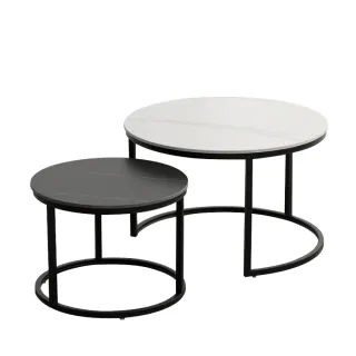 【IDEA】質感仿大理石雙圓桌茶几/和室桌