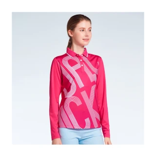 【Jack Nicklaus 金熊】GOLF女款彈性數位印花吸濕排汗POLO衫/高爾夫球衫(桃紅色)