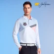 【Jack Nicklaus 金熊】GOLF男款彈性配色剪接設計吸濕排汗POLO衫/高爾夫球衫(白色)