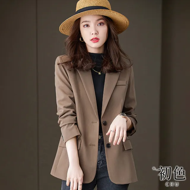 【初色】英倫風休閒西裝外套-共2色-65904(M-2XL可選)(其他規格)