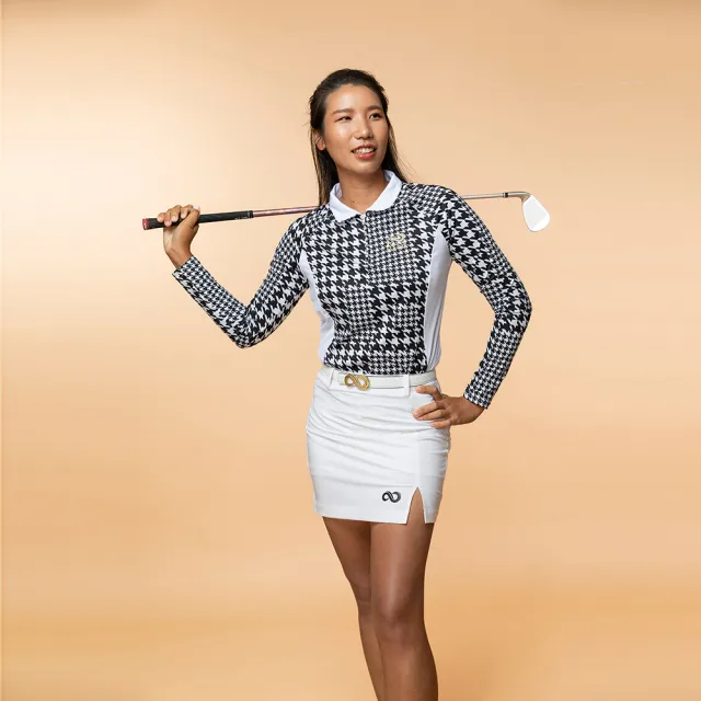 【IM8】高爾夫Polo衫(女 上衣 千鳥格)