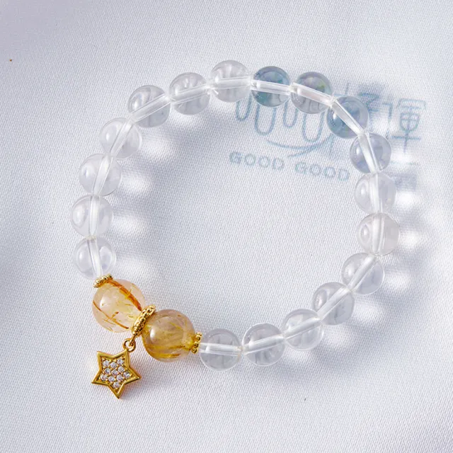 【咕咕好運GoodGoodLuck】招財轉運S925純銀白水晶星星手鍊-星星款|《含開光》增強記憶力(#淨化#防小人)