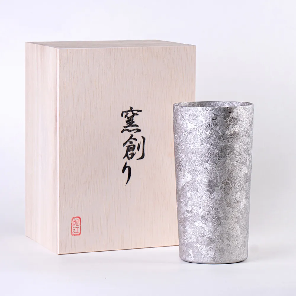 【HORIE】日本製 超輕量 雙層純鈦杯 保冷杯(銀色 L 350cc)