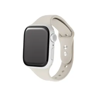 【Gramas】Apple Watch 38/40/41mm 矽膠雙扣錶帶(米白色)