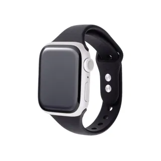 【Gramas】Apple Watch 42/44/45/49mm 矽膠雙扣錶帶(黑色)