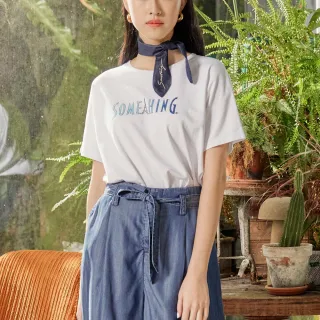 【SOMETHING】女裝 巴黎鐵塔LOGO短袖T恤(白色)
