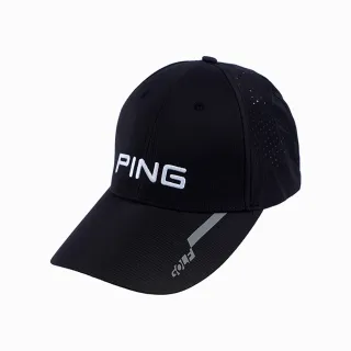 【PING】男款透氣沖孔LOGO高爾夫球帽-黑(GOLF/高爾夫配件/PQ21103-88)