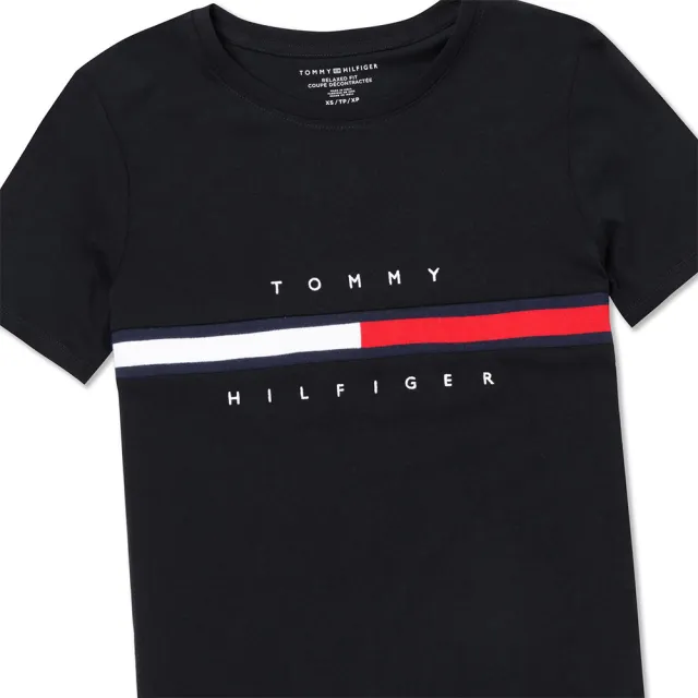 【Tommy Hilfiger】TOMMY 經典刺繡文字Logo圖案短袖T恤 上衣-女-黑色(平輸品/短T)