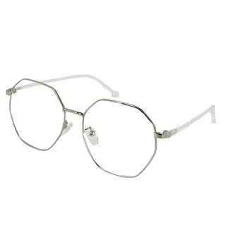 【Docomo】多邊形濾藍光眼鏡　輕量質感金屬鏡框　抗UV400經典款　抗藍光最佳利器　銀色鏡框(藍光眼鏡)