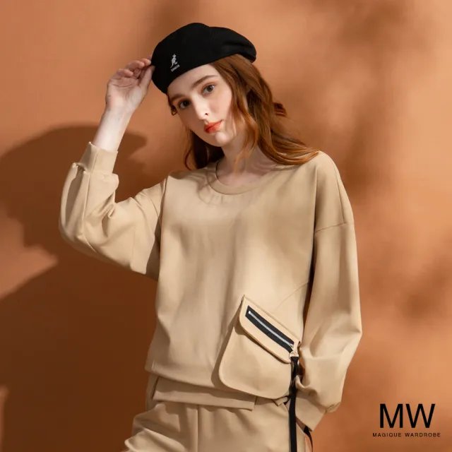 【MAGIQUE WARDROBE】落肩造型口袋上衣(2色)