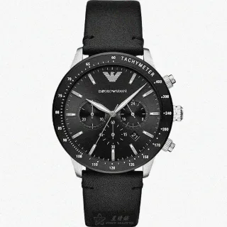 【EMPORIO ARMANI】ARMANI阿曼尼男錶型號AR00023(黑色錶面黑錶殼深黑色真皮皮革錶帶款)
