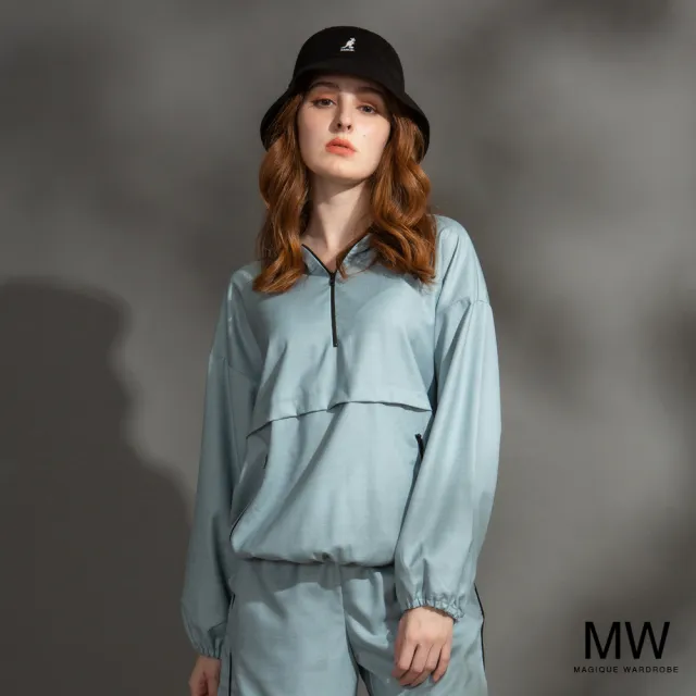 【MAGIQUE WARDROBE】落肩格紋連帽上衣(2色)