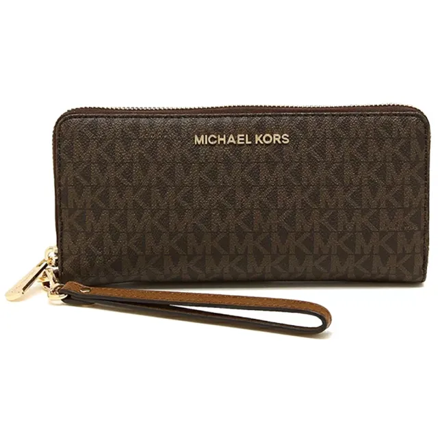 【Michael Kors】滿版LOGO皮革長夾-咖駝(現貨)