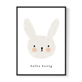 【菠蘿選畫所】與兔子打招呼 - 30x40cm(可愛童趣感兔子掛畫/兒童房佈置/幼兒園擺設/禮物)