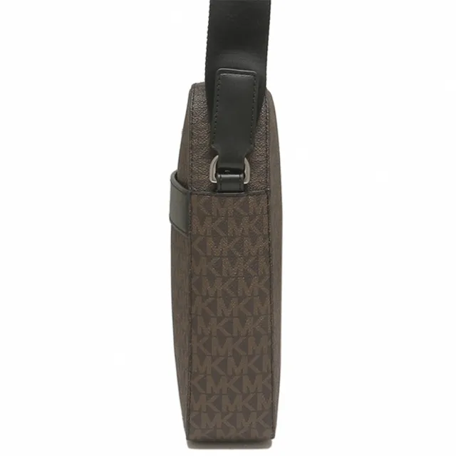 【Michael Kors】滿版LOGO皮革斜背包-咖啡(現貨)