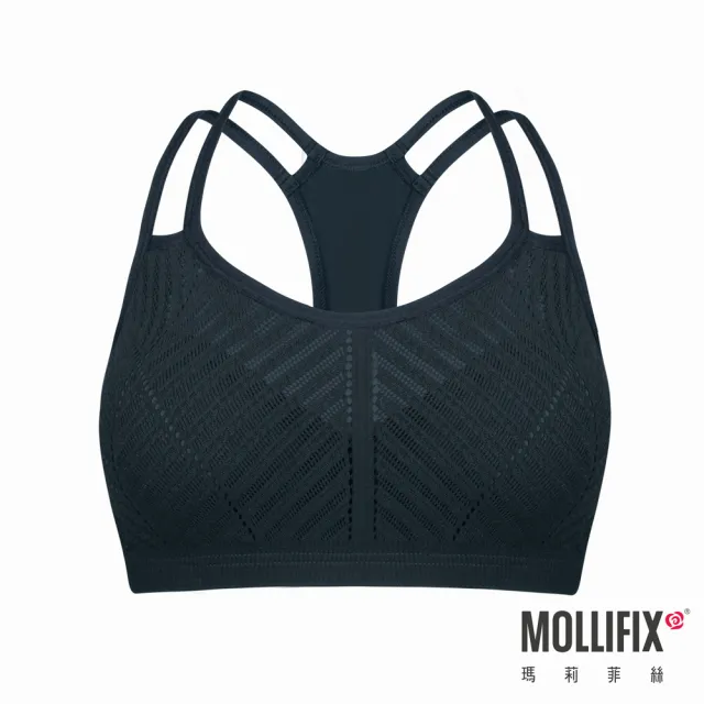 【Mollifix 瑪莉菲絲】A++活力自在雙肩帶舒適BRA、瑜珈服、無鋼圈、開運內衣(水墨綠)