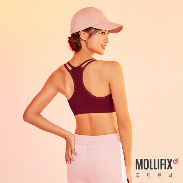 【Mollifix 瑪莉菲絲】A++活力自在雙肩帶舒適BRA、瑜珈服、無鋼圈、開運內衣(紅)