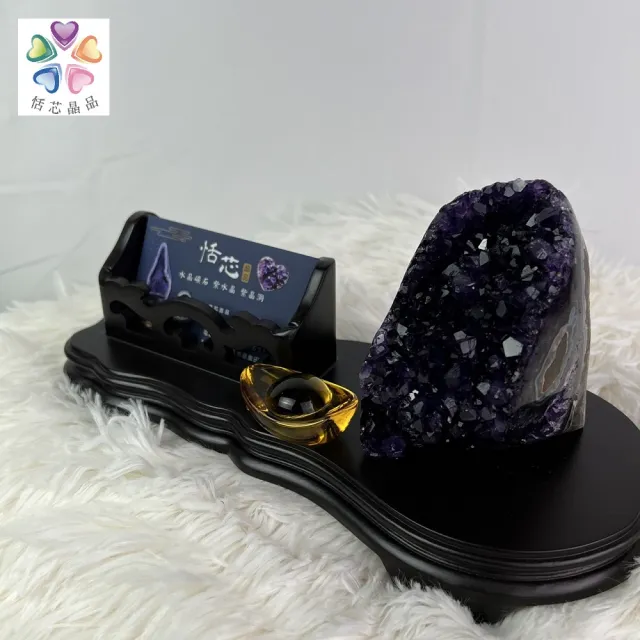 【恬芯晶品】頂級烏拉圭紫水晶帝王紫AA8贈名片座(頂級帝王紫烏拉圭紫水晶名片座招財開運風水財運業績提升)