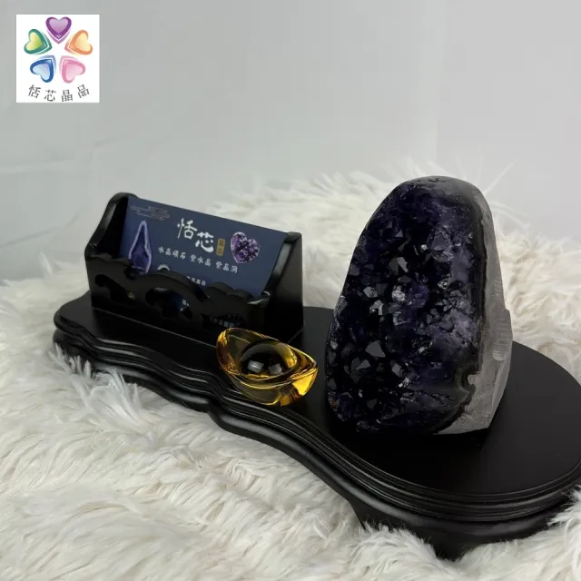 【恬芯晶品】頂級烏拉圭紫水晶帝王紫AA14贈名片座(頂級帝王紫烏拉圭紫水晶名片座招財開運風水財運業績提升)