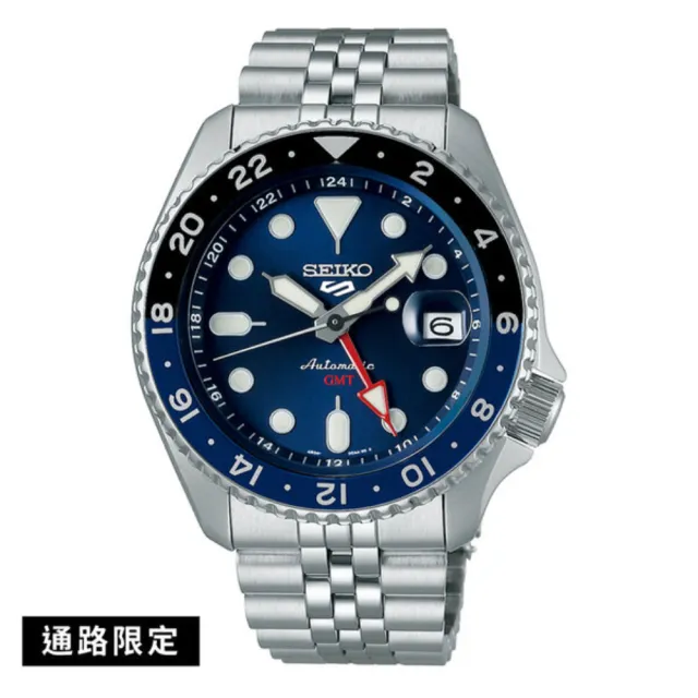 【SEIKO 精工】5 Sports GMT兩地時間機械錶 SK038  -藍x銀/42.5mm(SSK003K1 / 4R34-00A0B)