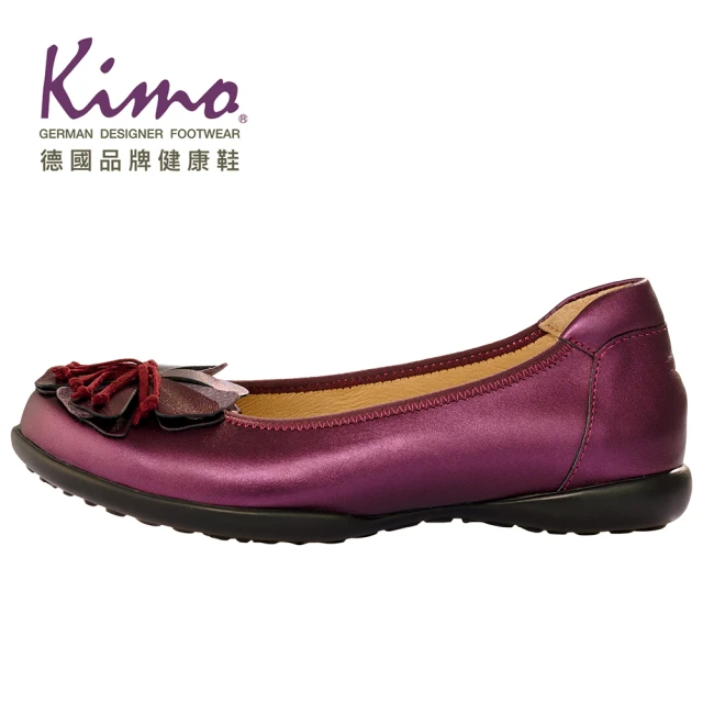 【Kimo】小花真皮氣質娃娃鞋 女鞋(香檳紫 KBBWF006359)