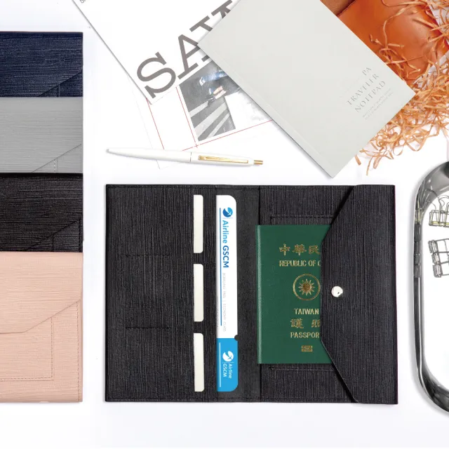 【Premium Authentic】PA．Traveler真皮木壓紋護照包-多色選-附筆記本(PA 真皮 護照夾 收納 證件夾)