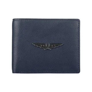 【POLICE】頂級小牛皮8卡男用皮夾 飛行者系列(深藍色 送禮盒提袋 男夾)