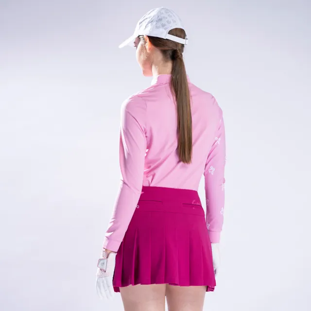 【PING】女款旗幟格紋薄長袖POLO衫-粉紅(吸濕排汗/蓄熱保溫/GOLF/高爾夫球衫/RA22206-15)