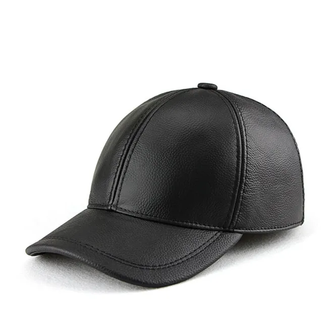 【巴黎精品】現貨+預購 棒球帽鴨舌帽真皮皮帽(休閒百搭保暖圓頂牛皮男女帽子2色v1at36)