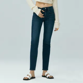 【BRAPPERS】女款 環保再生棉系列-中腰彈性小直筒九分褲(深藍)