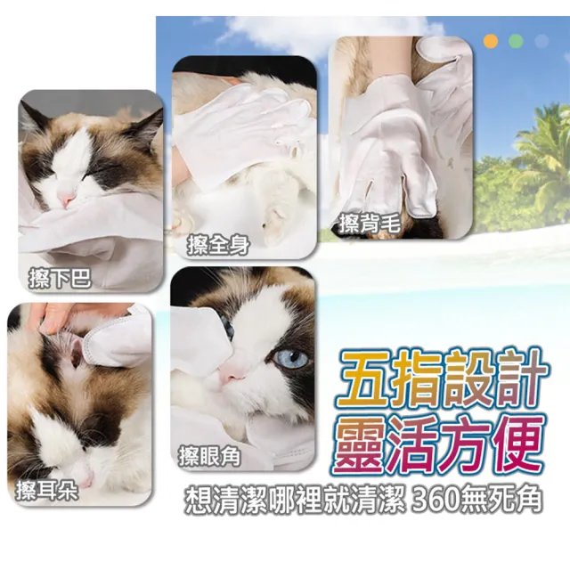 【LIKE PET】寵物SPA按摩洗澡手套 6入/包(清潔除臭抗菌免洗濕巾 貓狗適用)