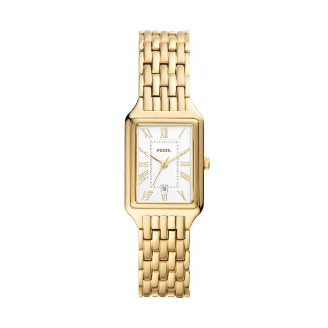 【FOSSIL】Raquel 爵士女伶復古女錶 金色不鏽鋼鍊帶 23MM ES5220